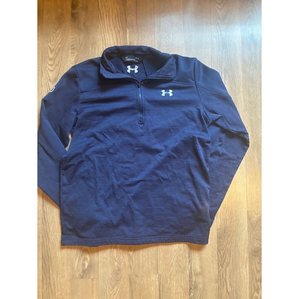 vintage Under Armour ColdGear Mens Medium 1/4 Zip Pullover Navy Blue Fleece Swea
